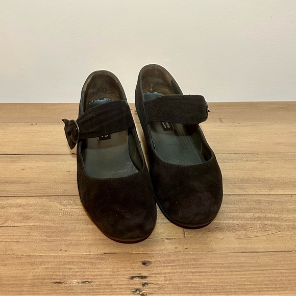 Paul Green black suede Mary jane with low wedge heel US size 10 - Picture 3 of 10